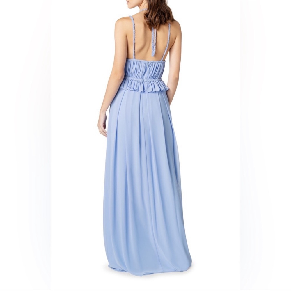 NEW Dress the Population Athena Braided Halter Cutout Gown Light Blue Size XXL